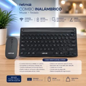 TECLADO+MOUSE BT RECARGABLE NETMAK
